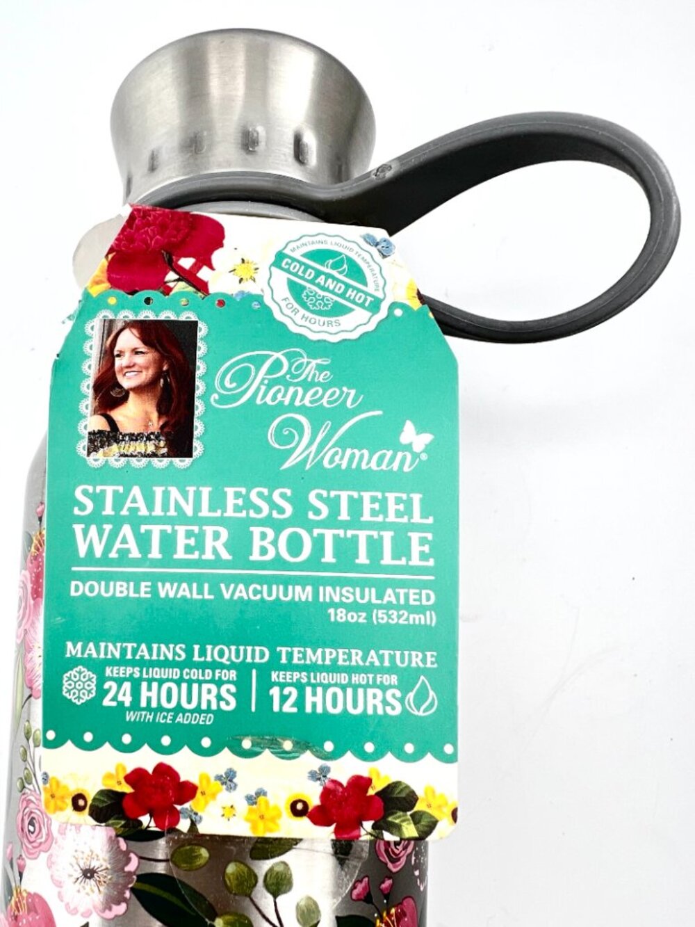 NWT 2017 Pioneer Woman Stainless Steel Water Bottle 18oz Floral Double Wal - Picture 4 of 4